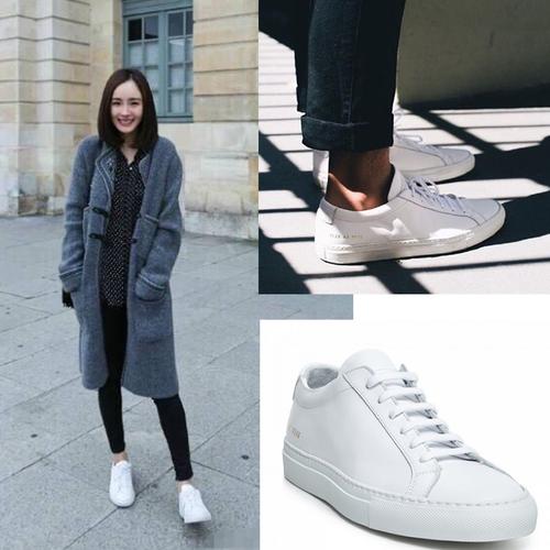 休闲鞋女韩真皮 香港it代购杨幂同款情侣common projects小白板鞋