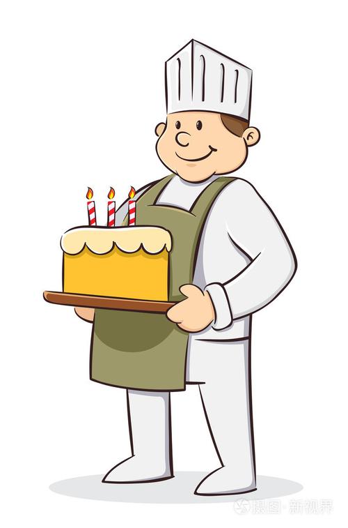 厨师拿着生日蛋糕