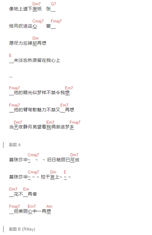 蔓珠莎华六线谱入门级c调吉他谱简单版伍珂玥吉他和弦谱初学者简易