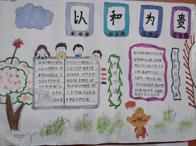 清河初中八四班"以和为贵"手抄报
