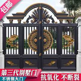 1%折叠学校不锈钢小区电动门推拉门单位工地大门庭院厂家伸缩电动嘉兴