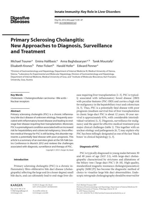 primary sclerosing cholangitis: new approaches to