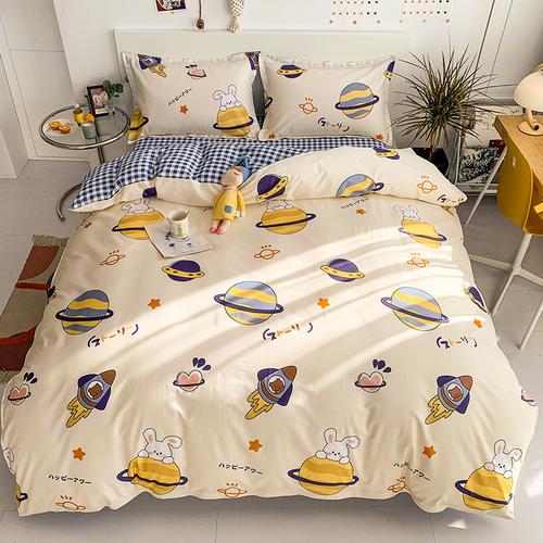 jhlongess全棉喷气高支高密卡通纯棉床单四件套视频