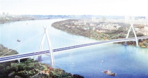 英华大桥北岸"羊角"合龙 南宁市首座跨江悬索桥年内具备通车条件