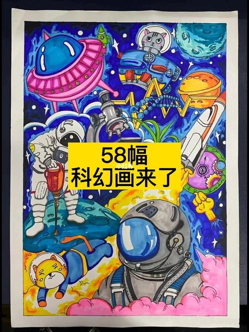 科幻画是科学幻想的内容,有一定的科学依据,通过绘画的手段,在画面上