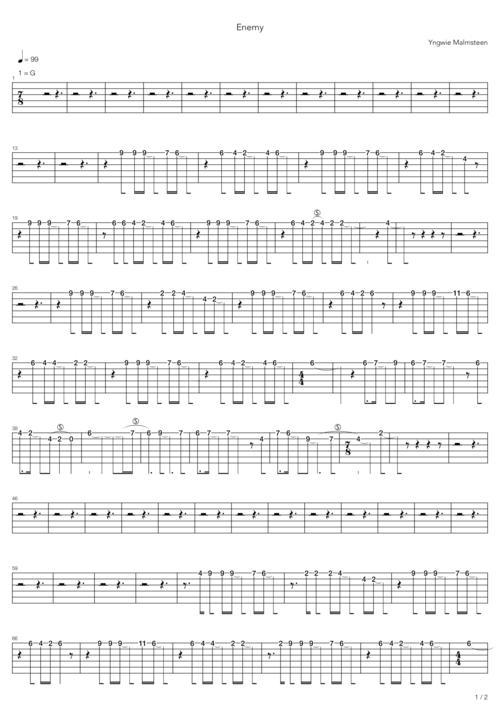 yngwie malmsteen《enemy》吉他谱