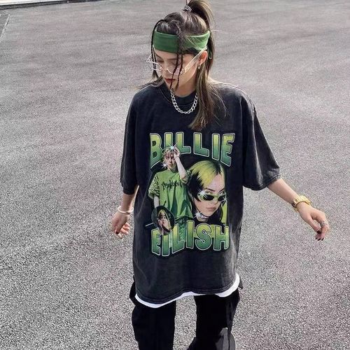 欧美rapper图片 厉害,欧美Rap 欧美说唱歌手billie eilish碧梨印花街头嘻哈潮牌宽松