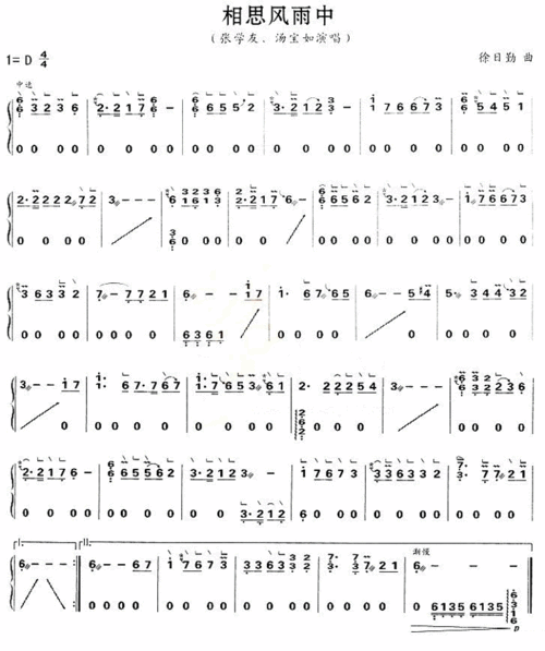 相思风雨中古筝谱