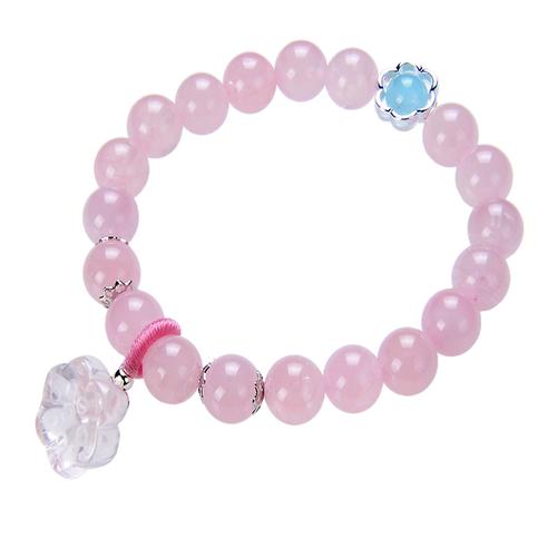 竞天珠宝水晶手链女士莲藕小心心梦幻天然水晶手串送恋人甜美可爱送