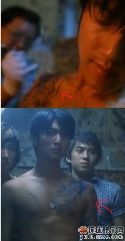 《古惑仔之少年激斗篇》谢霆锋饰演的陈浩南的在纹身的时候在右边,等