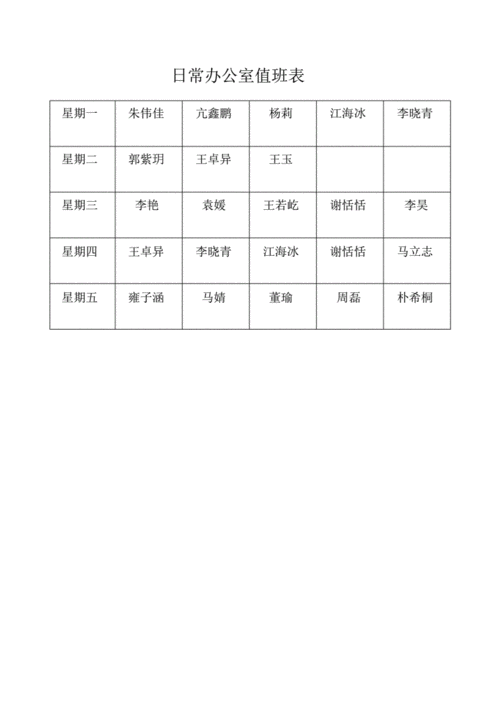 日常办公室值班表pdf1页