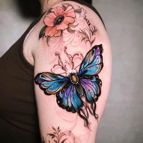 蝴蝶/花/武汉纹身_纹身_花臂_设计_花臂纹身_美妆_彩妆_彩妆其他