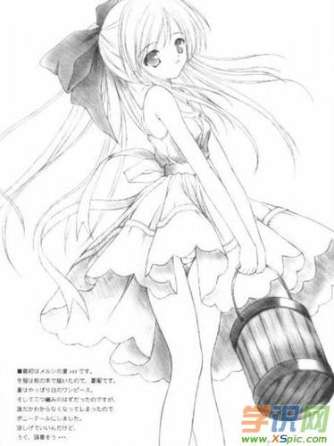 素描简单卡通人物画女生图片