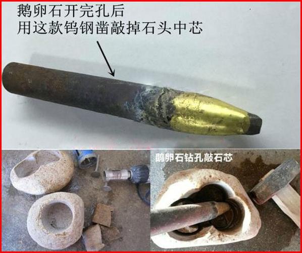 [浙西石雕总汇] 石头花盆制作工具 手工凿 敲芯石凿 鹅卵石开孔钨钢凿