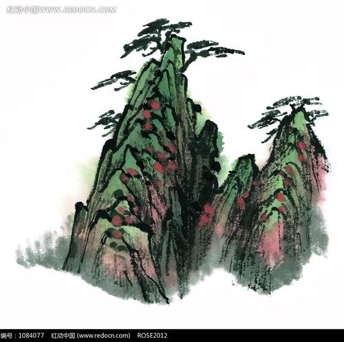 高山里的青松风景画