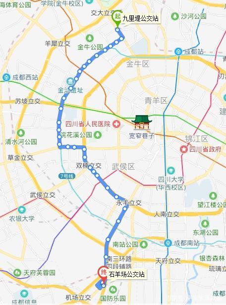 成都市公交车-100路(石羊场公交站——九里堤公交站)