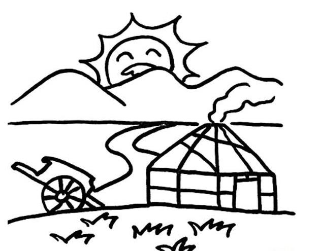 蒙古包的简笔画_风景图片