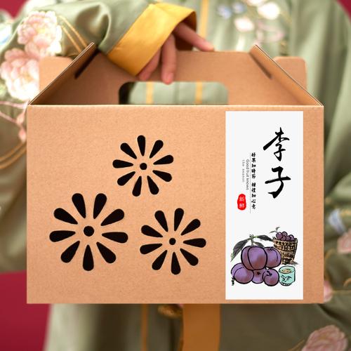 李子包装盒510斤水果礼盒盒子手提镂空高档创意礼品盒