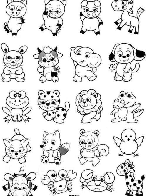 儿童画每周打卡——上百个小动物简笔画素材_简笔画_儿童画_素材_创意