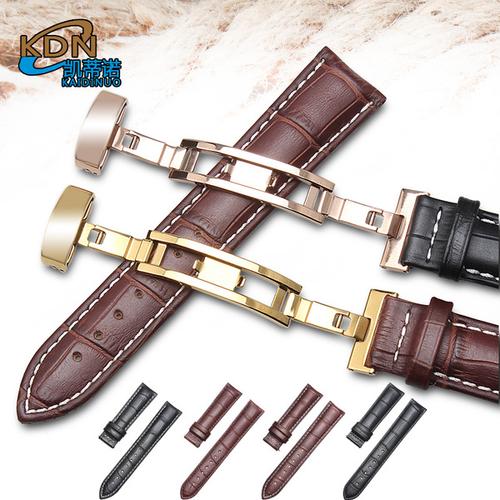 积家月相真皮蝴蝶扣表带 20 豪利时 凯蒂诺表带 卡西欧 代用欧米茄
