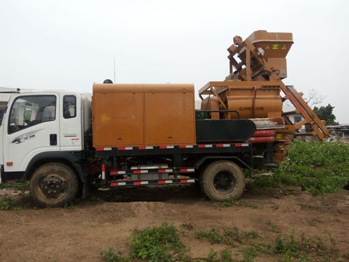 车载混凝土搅拌输送一体机 车带搅拌机 拖车式搅拌地泵 拖式泵