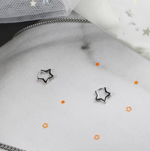 fille独家定制闪闪闪闪星星光纯银钻石星形耳扣耳环