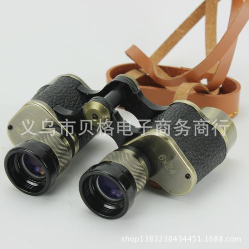 德国毛瑟6x24双筒望远镜高清晰带分化测距 铜质镜身 纪念收藏品