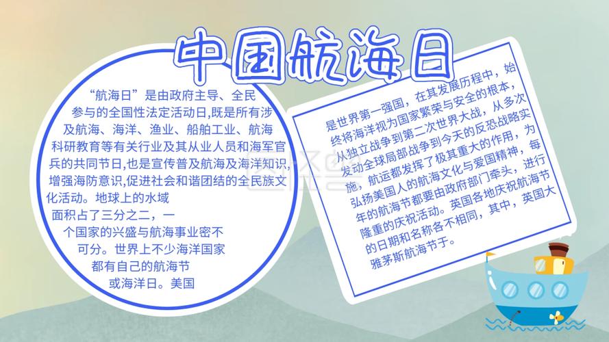 蓝色简约中国航海日小报节日手抄报
