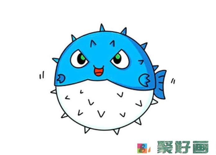 河豚简笔画彩色图片