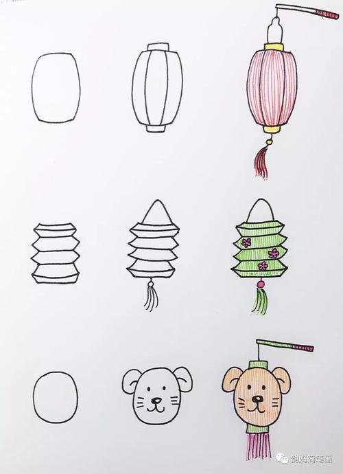 韵妈教你简笔画一起来画元宵花灯