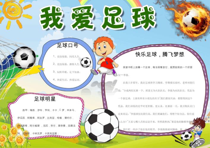 可编辑word小报模板:卡通小学生足球小报手抄报word.docx 1页