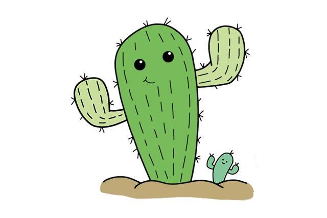 卡通仙人掌简笔画步骤画法图片大全