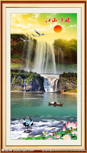 竖幅山水画风景画玄关