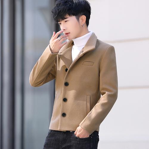 suntek男士韩版呢子夹克男加绒加厚妮子外套休闲发型师冬季毛呢短款