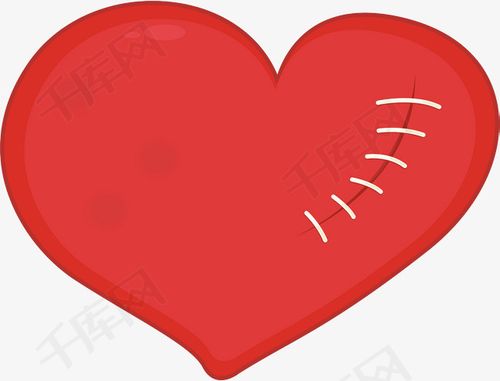 卡通缝补的爱心免抠图