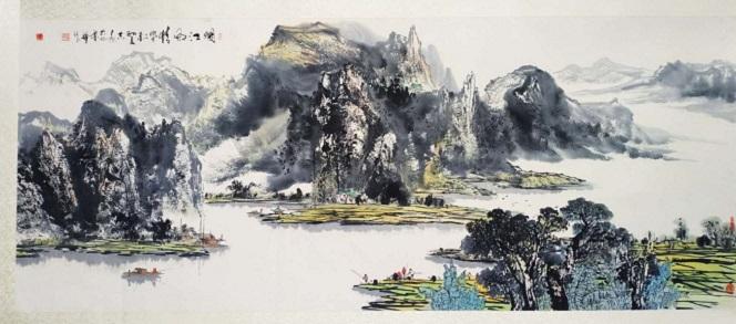 1995年拜关山月为师,逐渐成为"齐鲁新山水画派"创始人,他画泰山也有