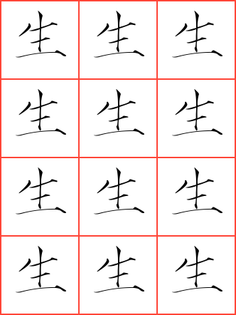 生字毛笔瘦金体方格字帖