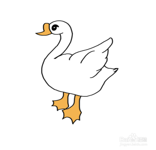 大白鹅简笔画分步骤画法是画出头部添上嘴巴画上少儿