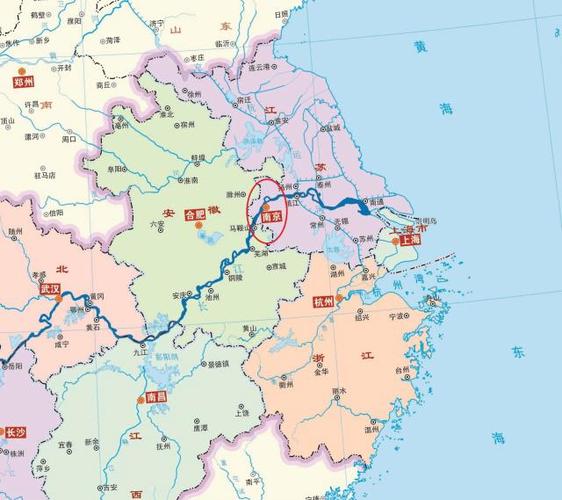 长三角地区地图上面的南京市