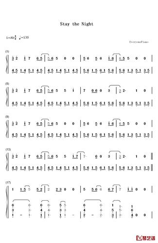 stay the night钢琴简谱-数字双手-zedd&hayley williams