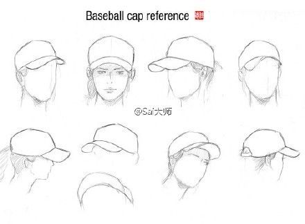 绘画学习# 漫画必备配饰【棒球帽】的参考,无论是带着还是丢下的样式