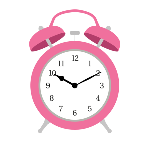卡通手绘粉色小闹钟