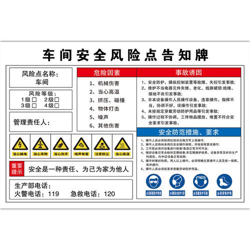 安全风险点告知牌岗位空压机安全告知配电房风险告知卡行车仓库机械
