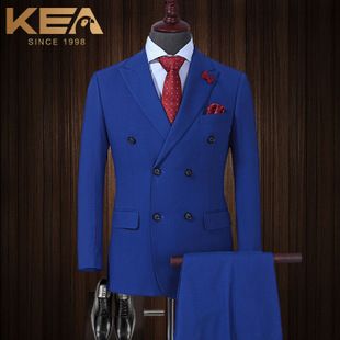 宝蓝色休闲西装男