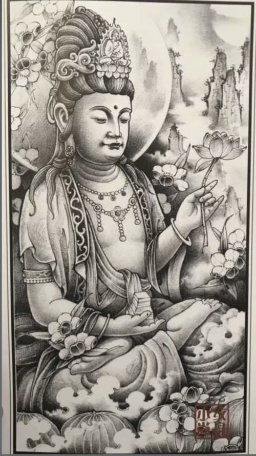 满背观音素材分享|纯艺术|绘画|天使纹身 - 临摹作品 - 站酷 (zcool)