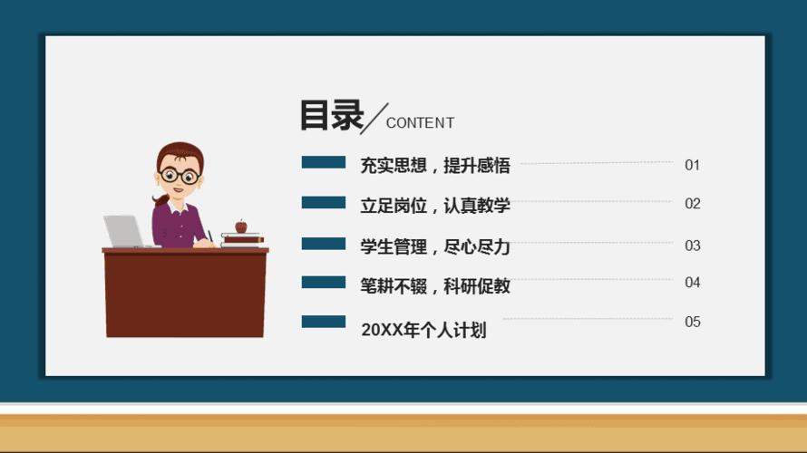 卡通风格教师年终总结工作总结述职报告工作汇报教学