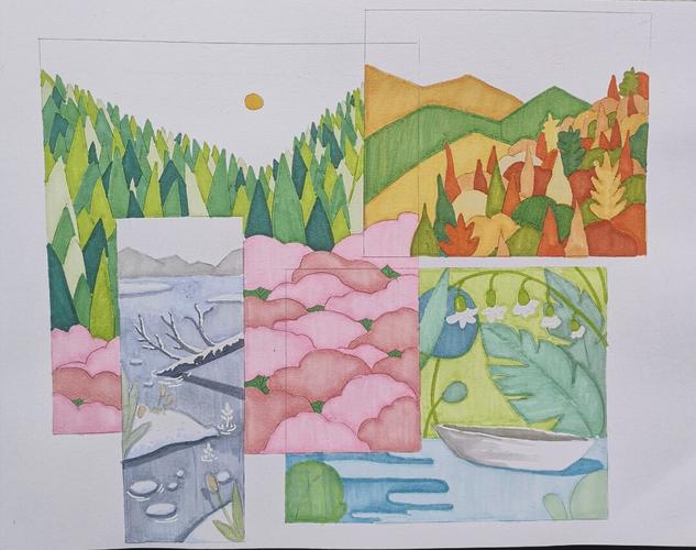 色彩构成 春夏秋冬_色彩构成_绘画_文化_绘画