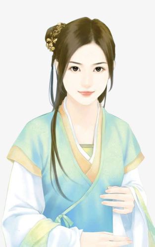 绿衣清秀古风手绘女子
