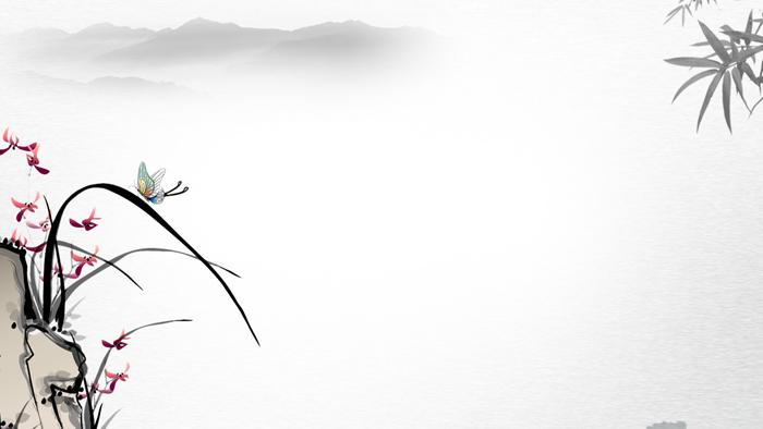 淡雅水墨荷花ppt背景图片