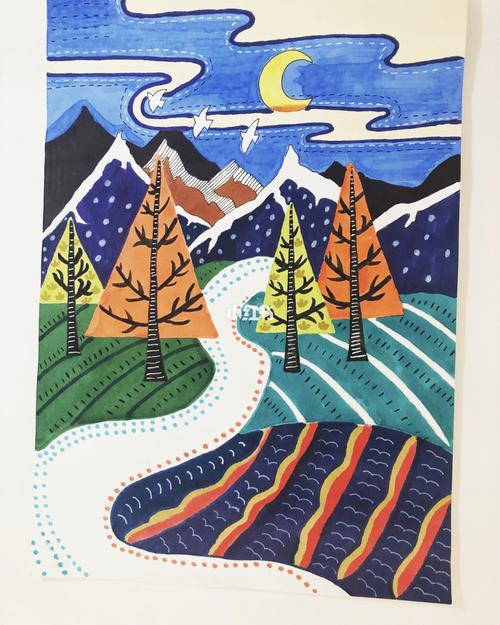 马克笔风景画_风景画_马克笔_装饰画_文化_绘画